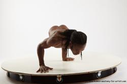 Underwear Gymnastic poses Man Black Athletic Black Dancing Dreadlocks Dynamic poses Academic